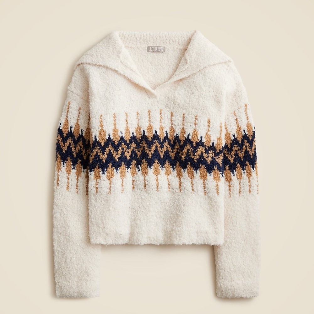 J.Crew Fair Isle johnny-collar sweater in bouclé yarn - Picture 4 of 4